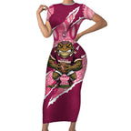 QLD Maroons Rugby Custom Short Sleeve Bodycon Dress Go Cane Toads Sporty Aboriginal Art