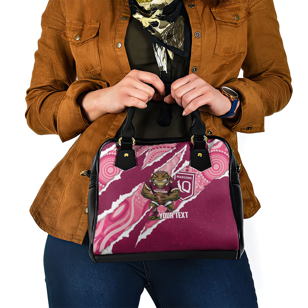 QLD Maroons Rugby Custom Shoulder Handbag Go Cane Toads Sporty Aboriginal Art