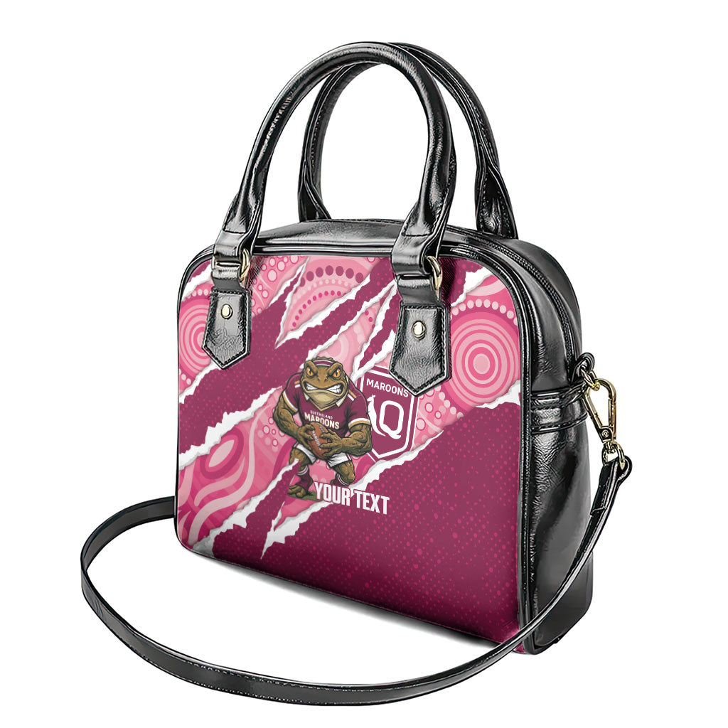 QLD Maroons Rugby Custom Shoulder Handbag Go Cane Toads Sporty Aboriginal Art