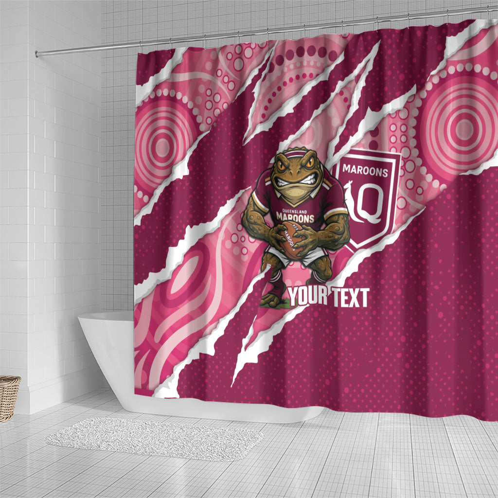 QLD Maroons Rugby Custom Shower Curtain Go Cane Toads Sporty Aboriginal Art