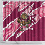 QLD Maroons Rugby Custom Shower Curtain Go Cane Toads Sporty Aboriginal Art