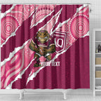QLD Maroons Rugby Custom Shower Curtain Go Cane Toads Sporty Aboriginal Art