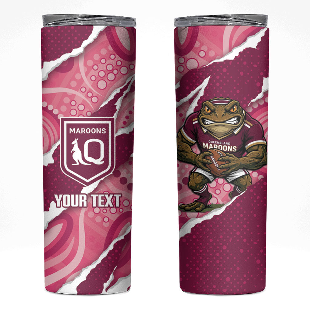 QLD Maroons Rugby Custom Skinny Tumbler Go Cane Toads Sporty Aboriginal Art