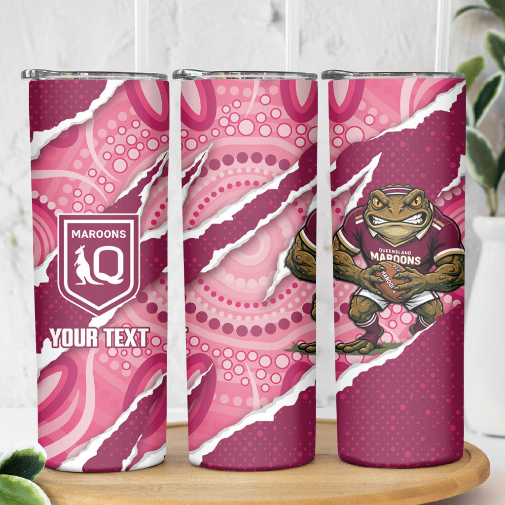 QLD Maroons Rugby Custom Skinny Tumbler Go Cane Toads Sporty Aboriginal Art