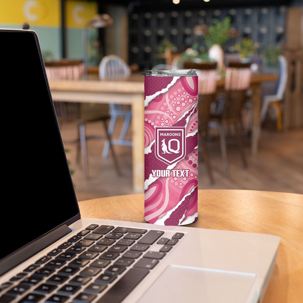 QLD Maroons Rugby Custom Skinny Tumbler Go Cane Toads Sporty Aboriginal Art