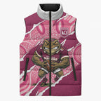 QLD Maroons Rugby Custom Sleeveless Puffer Jacket Go Cane Toads Sporty Aboriginal Art