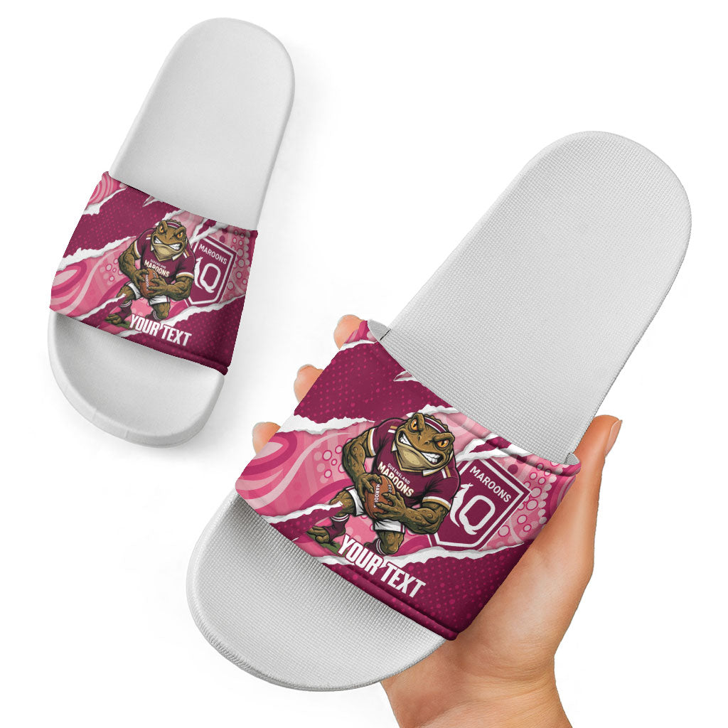 QLD Maroons Rugby Custom Slide Sandals Go Cane Toads Sporty Aboriginal Art