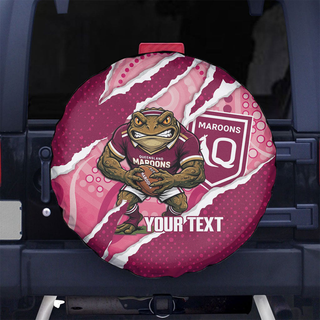 QLD Maroons Rugby Custom Spare Tire Cover Go Cane Toads Sporty Aboriginal Art