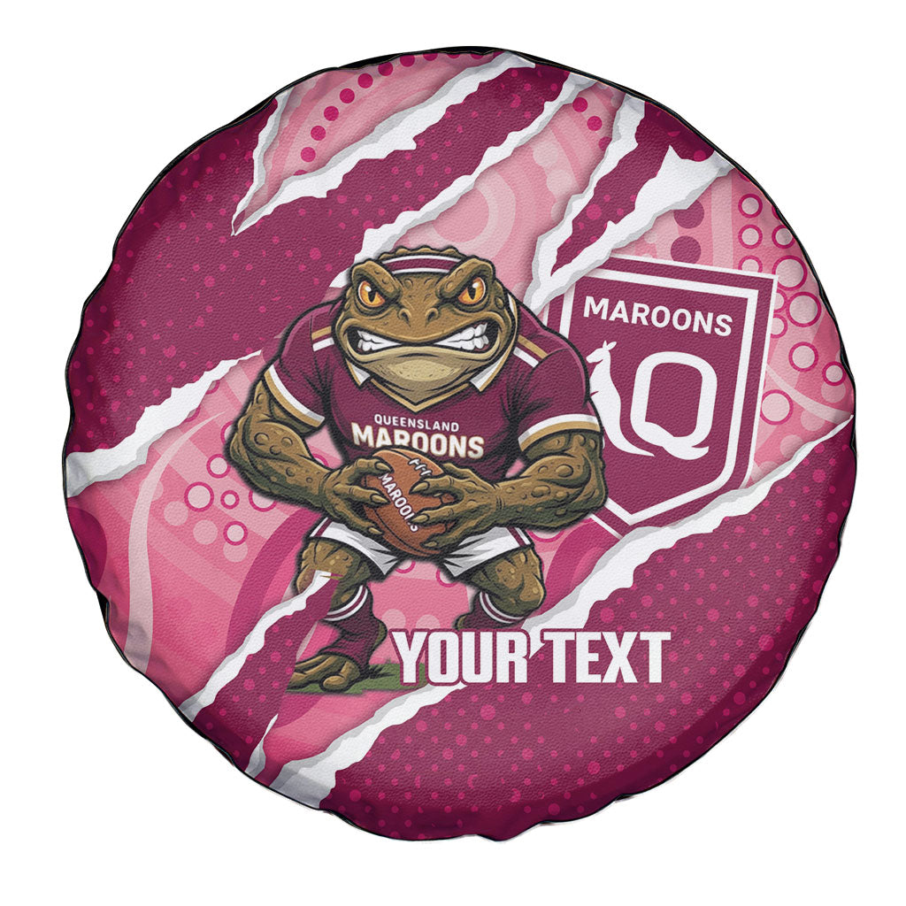 QLD Maroons Rugby Custom Spare Tire Cover Go Cane Toads Sporty Aboriginal Art