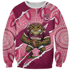 QLD Maroons Rugby Custom Sweatshirt Go Cane Toads Sporty Aboriginal Art