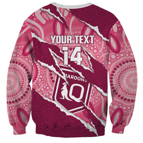 QLD Maroons Rugby Custom Sweatshirt Go Cane Toads Sporty Aboriginal Art