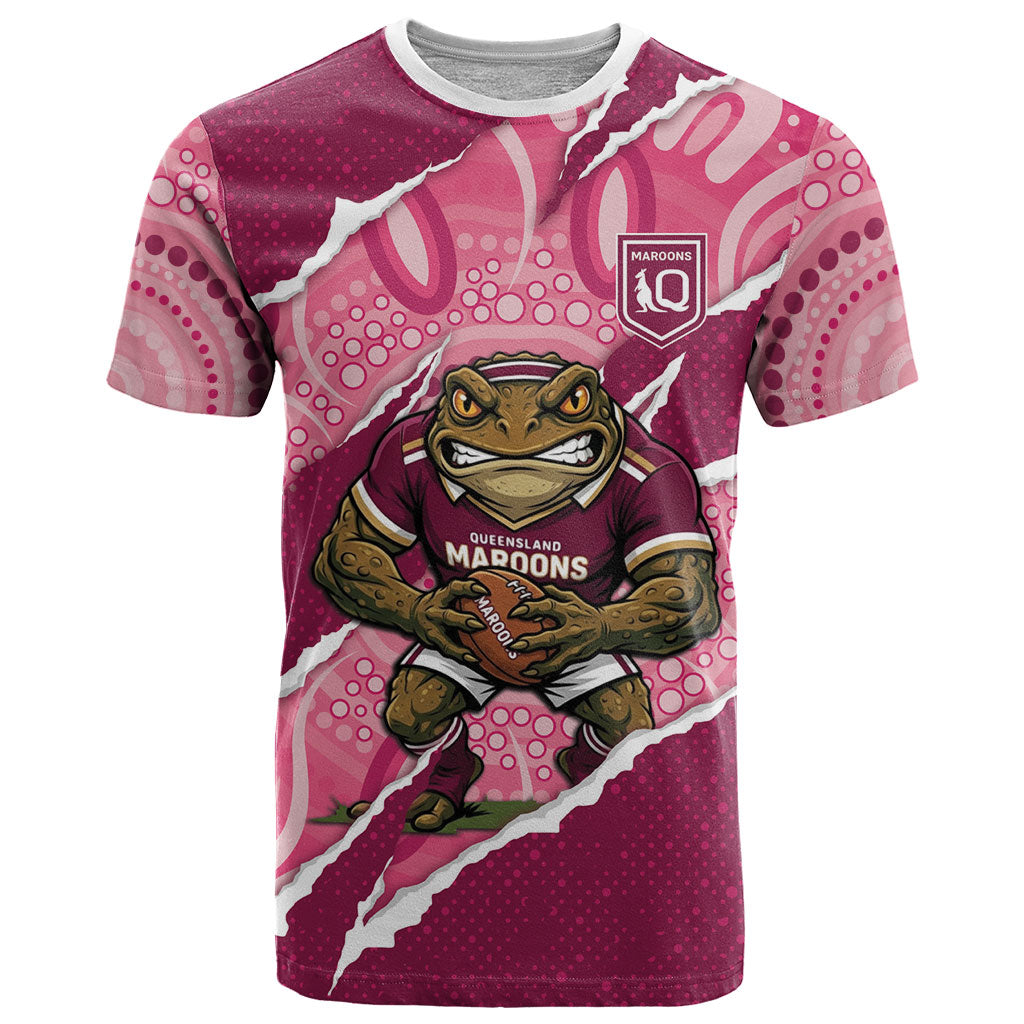QLD Maroons Rugby Custom T Shirt Go Cane Toads Sporty Aboriginal Art