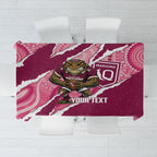 QLD Maroons Rugby Custom Tablecloth Go Cane Toads Sporty Aboriginal Art