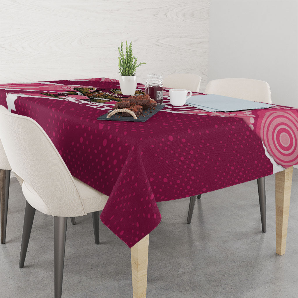 QLD Maroons Rugby Custom Tablecloth Go Cane Toads Sporty Aboriginal Art