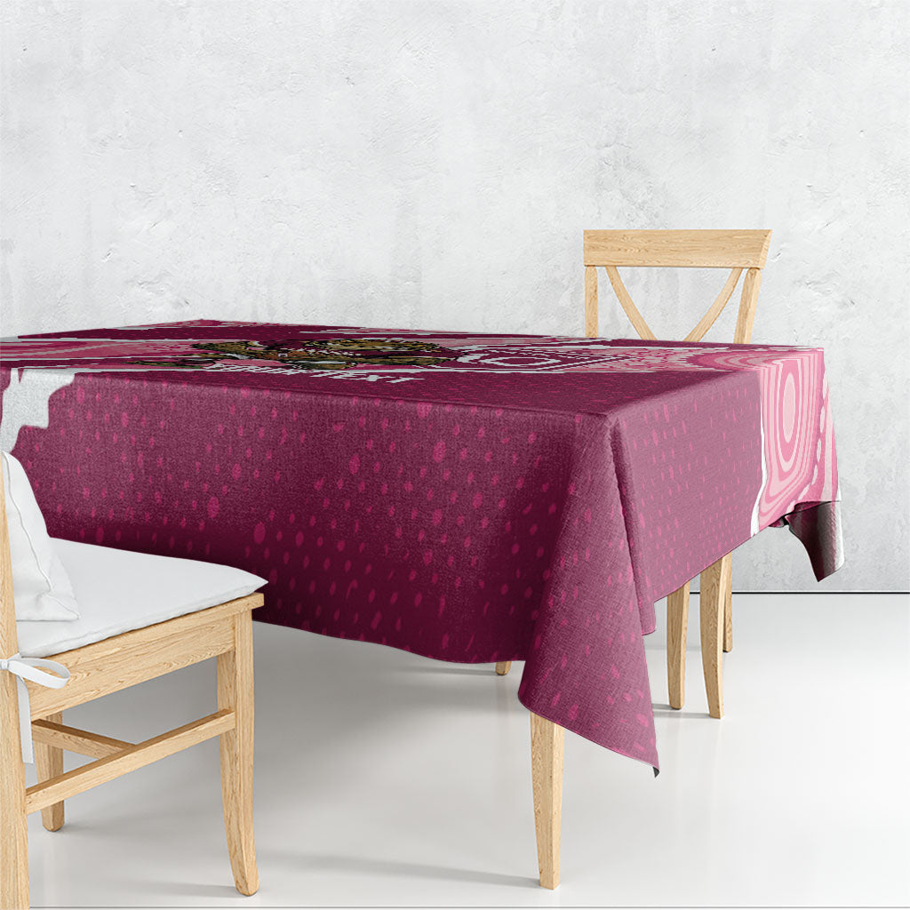 QLD Maroons Rugby Custom Tablecloth Go Cane Toads Sporty Aboriginal Art