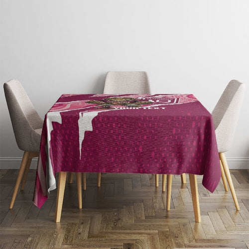 QLD Maroons Rugby Custom Tablecloth Go Cane Toads Sporty Aboriginal Art