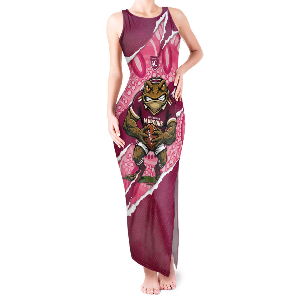 QLD Maroons Rugby Custom Tank Maxi Dress Go Cane Toads Sporty Aboriginal Art
