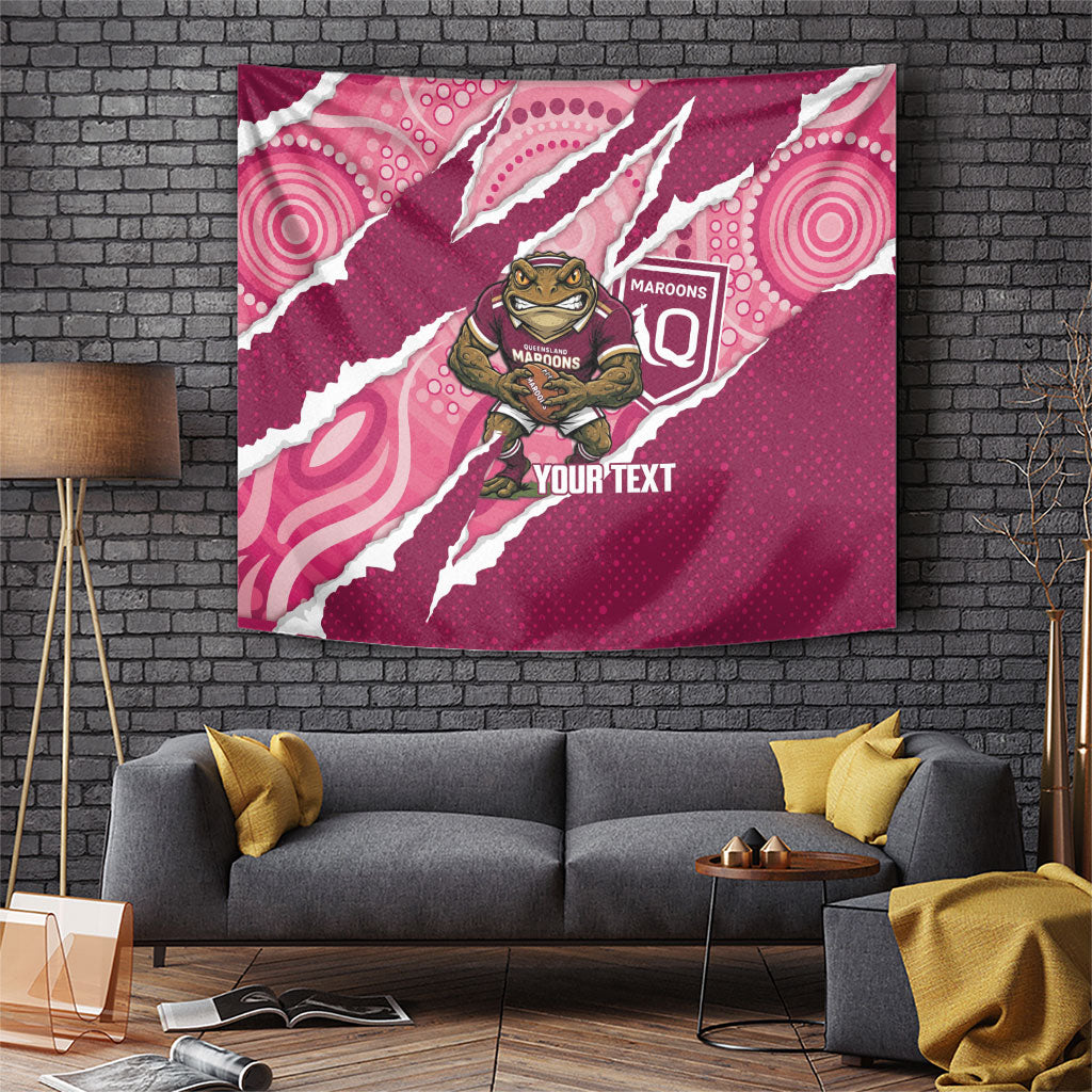 QLD Maroons Rugby Custom Tapestry Go Cane Toads Sporty Aboriginal Art