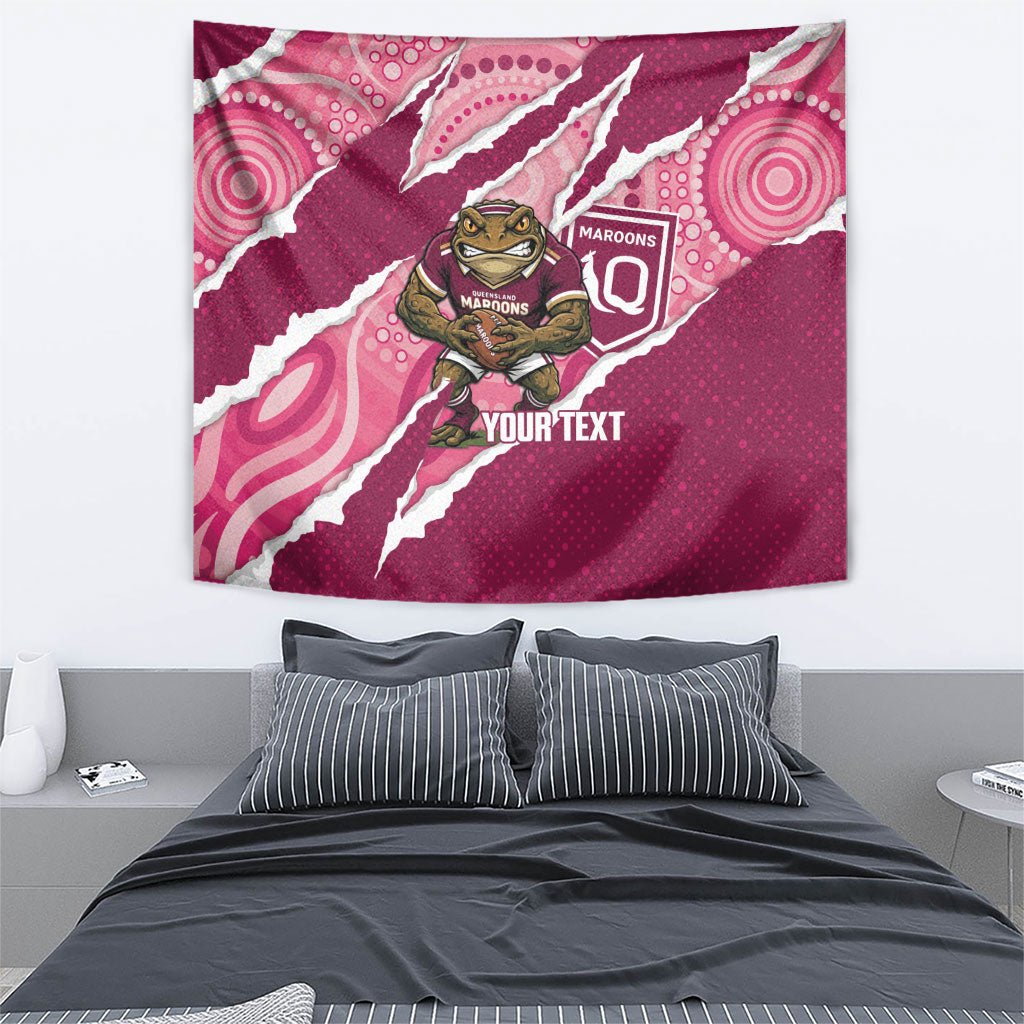 QLD Maroons Rugby Custom Tapestry Go Cane Toads Sporty Aboriginal Art