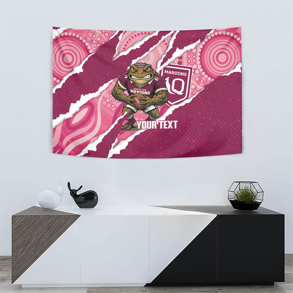 QLD Maroons Rugby Custom Tapestry Go Cane Toads Sporty Aboriginal Art
