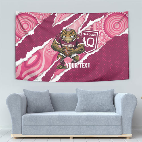 QLD Maroons Rugby Custom Tapestry Go Cane Toads Sporty Aboriginal Art
