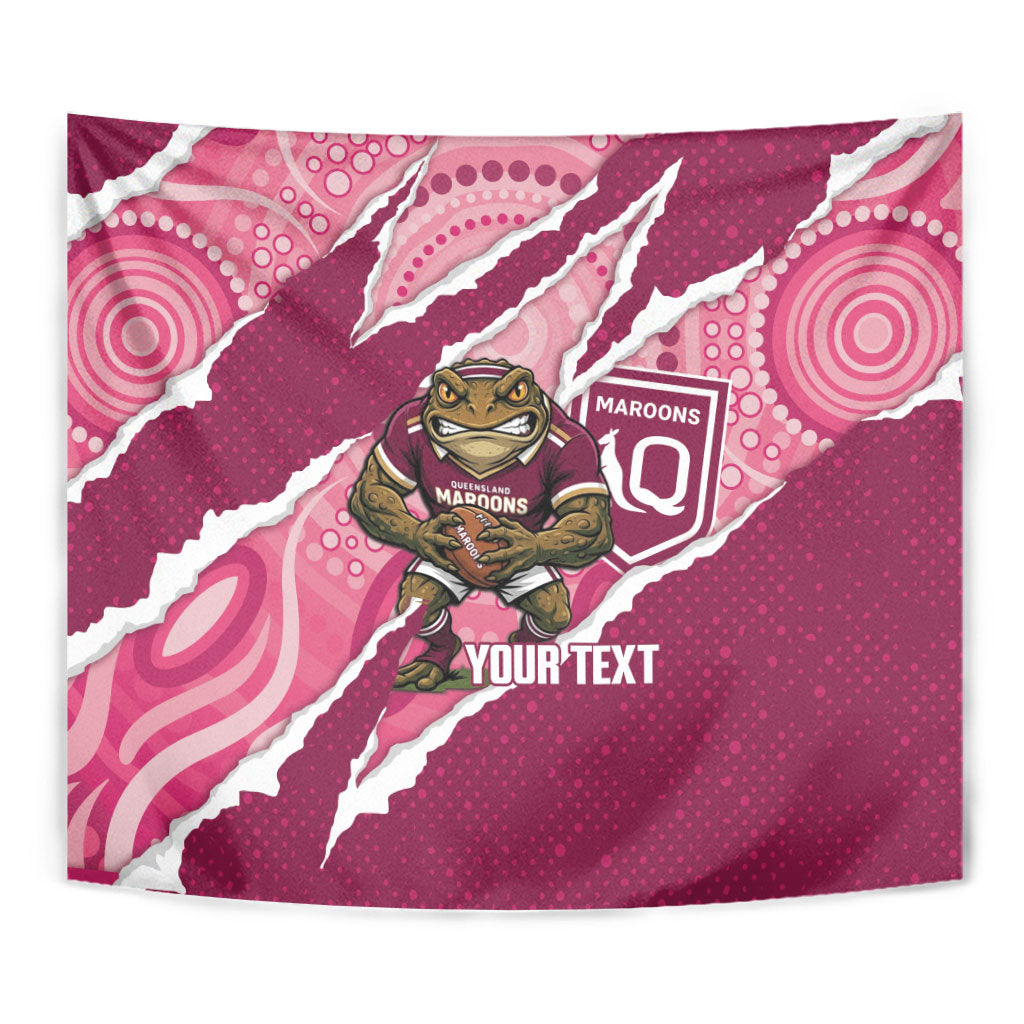 QLD Maroons Rugby Custom Tapestry Go Cane Toads Sporty Aboriginal Art