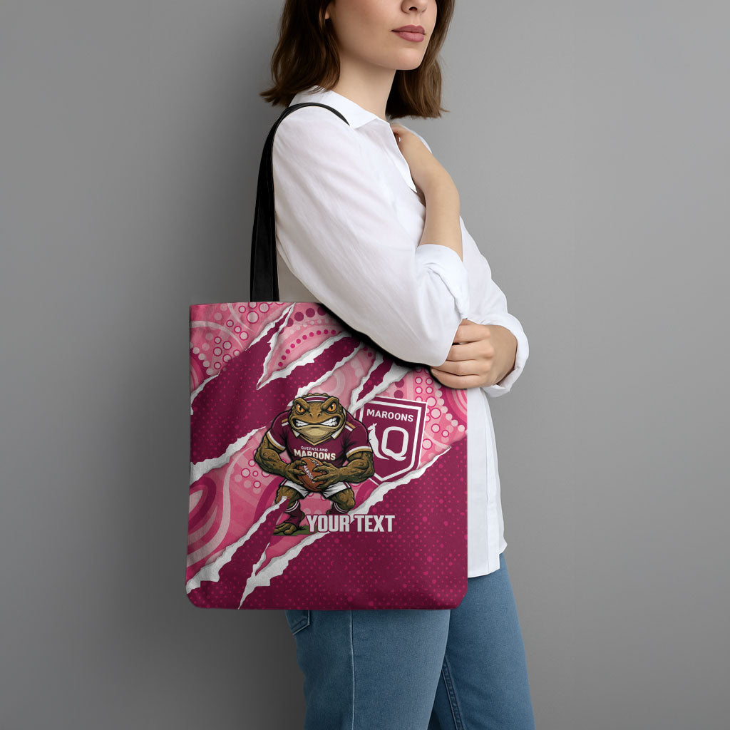 QLD Maroons Rugby Custom Tote Bag Go Cane Toads Sporty Aboriginal Art