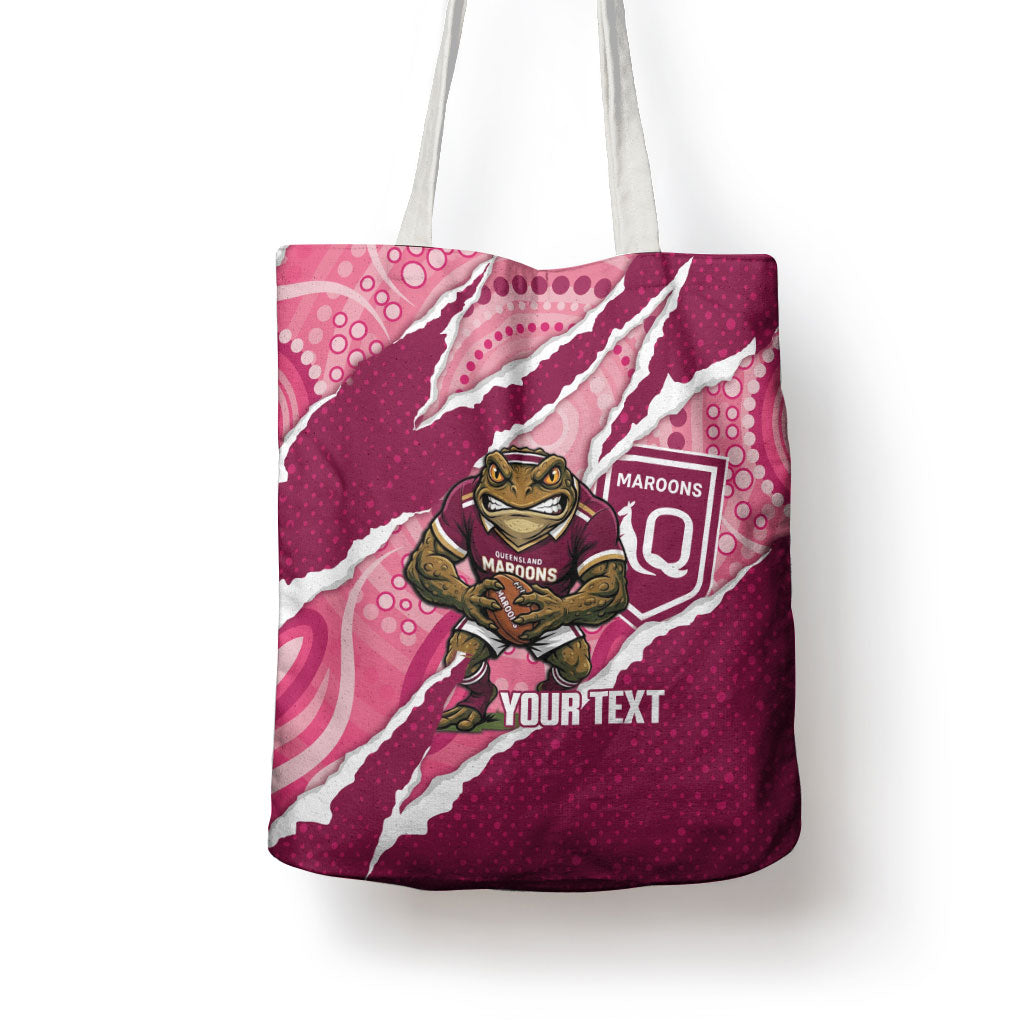 QLD Maroons Rugby Custom Tote Bag Go Cane Toads Sporty Aboriginal Art