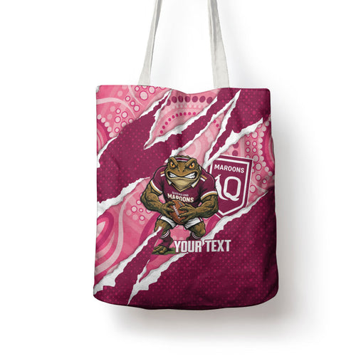 QLD Maroons Rugby Custom Tote Bag Go Cane Toads Sporty Aboriginal Art