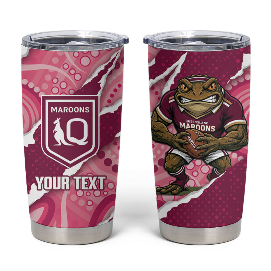 QLD Maroons Rugby Custom Tumbler Cup Go Cane Toads Sporty Aboriginal Art