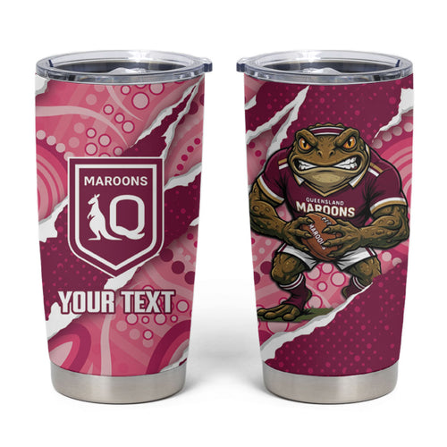 QLD Maroons Rugby Custom Tumbler Cup Go Cane Toads Sporty Aboriginal Art