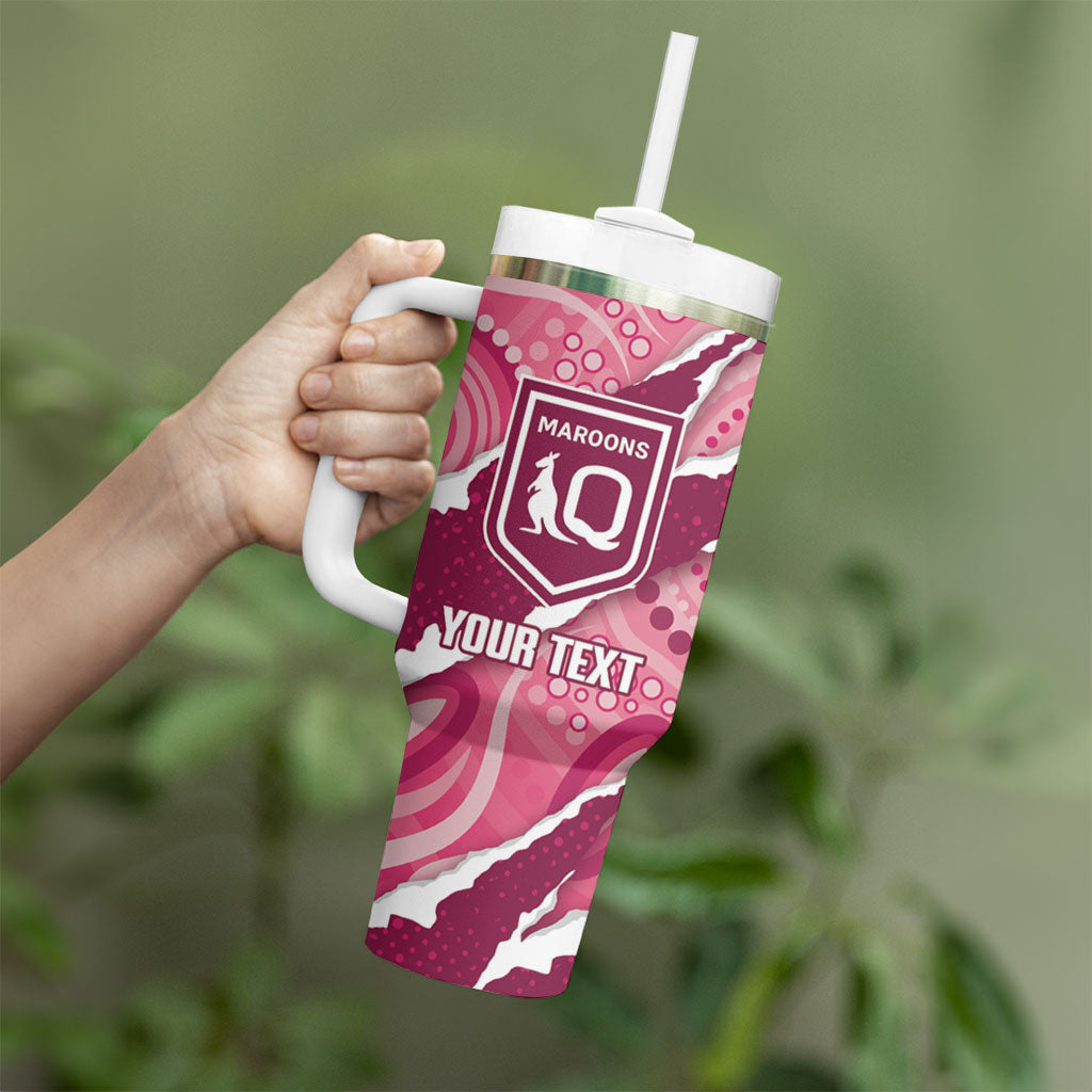QLD Maroons Rugby Custom Tumbler With Handle Go Cane Toads Sporty Aboriginal Art