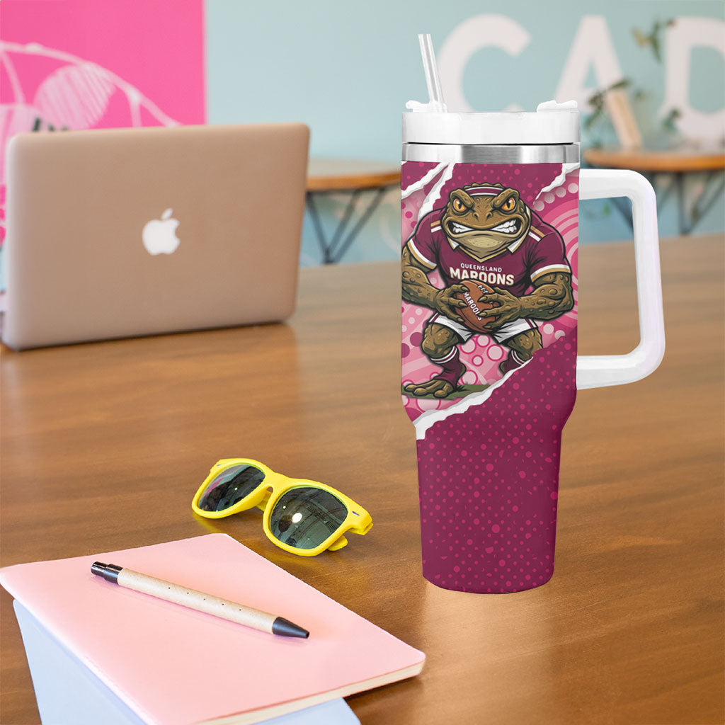 QLD Maroons Rugby Custom Tumbler With Handle Go Cane Toads Sporty Aboriginal Art