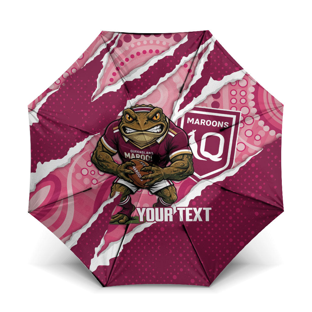 QLD Maroons Rugby Custom Umbrella Go Cane Toads Sporty Aboriginal Art