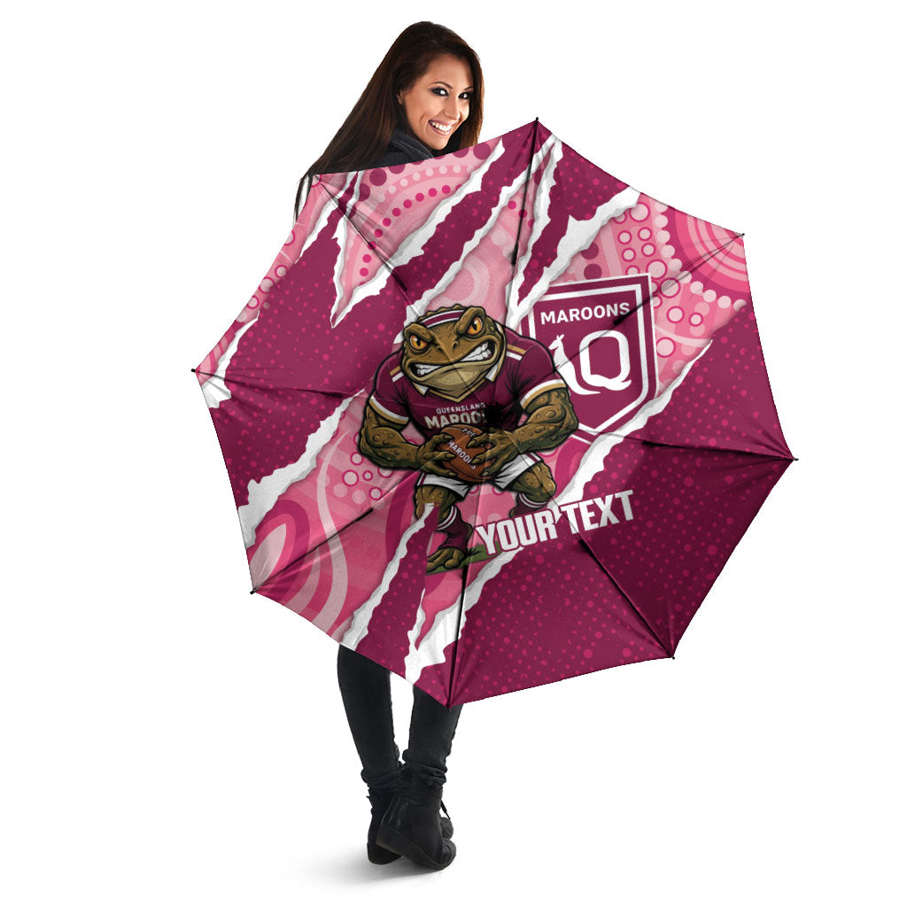 QLD Maroons Rugby Custom Umbrella Go Cane Toads Sporty Aboriginal Art