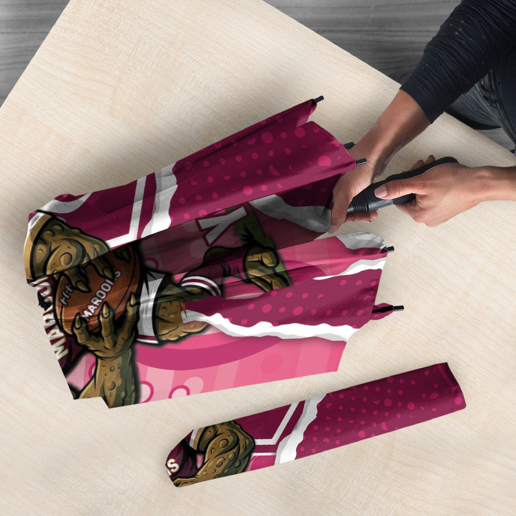 QLD Maroons Rugby Custom Umbrella Go Cane Toads Sporty Aboriginal Art
