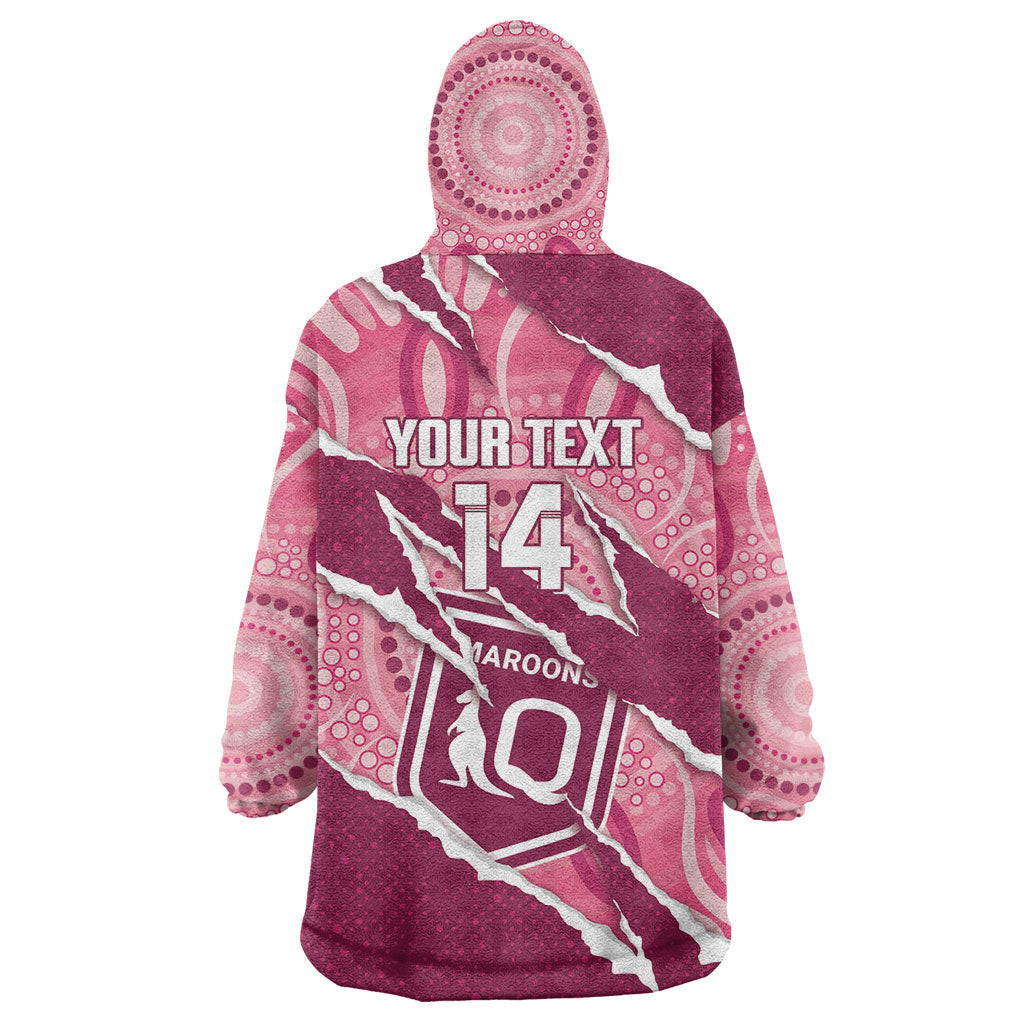 QLD Maroons Rugby Custom Wearable Blanket Hoodie Go Cane Toads Sporty Aboriginal Art