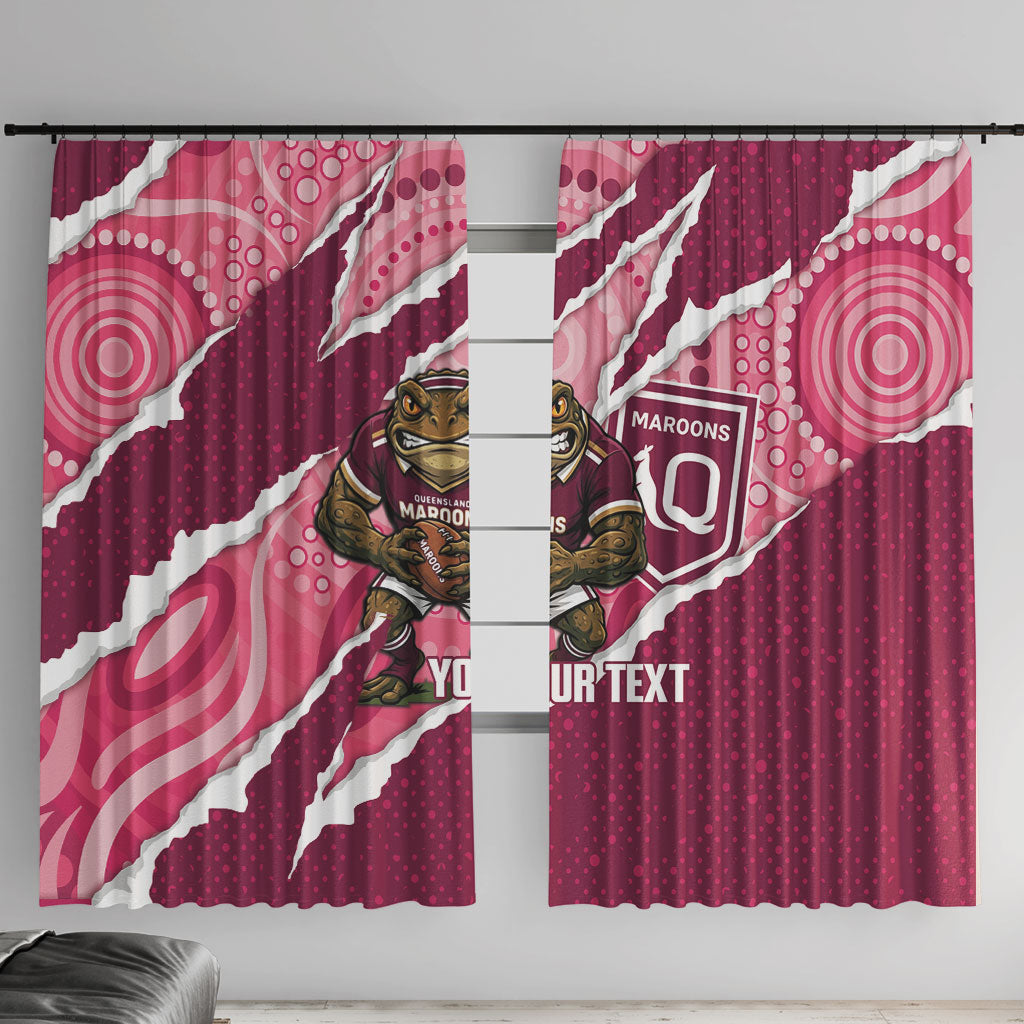 QLD Maroons Rugby Custom Window Curtain Go Cane Toads Sporty Aboriginal Art