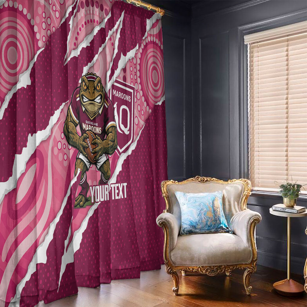 QLD Maroons Rugby Custom Window Curtain Go Cane Toads Sporty Aboriginal Art