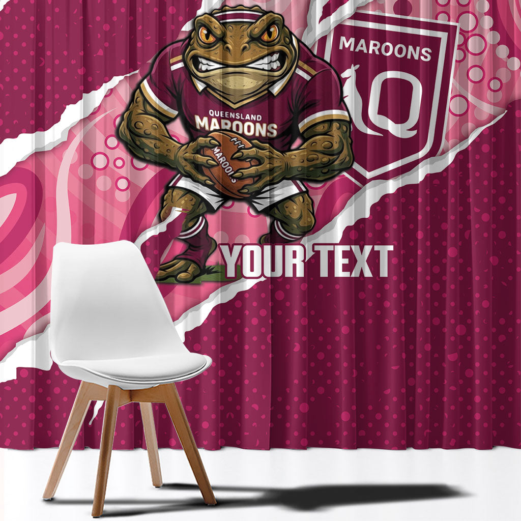 QLD Maroons Rugby Custom Window Curtain Go Cane Toads Sporty Aboriginal Art