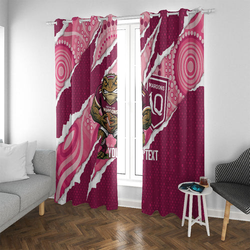 QLD Maroons Rugby Custom Window Curtain Go Cane Toads Sporty Aboriginal Art