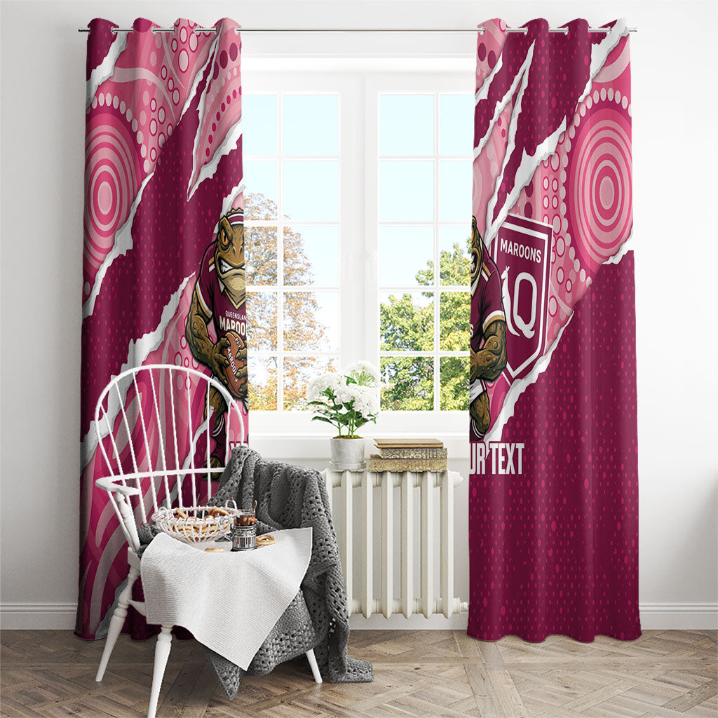 QLD Maroons Rugby Custom Window Curtain Go Cane Toads Sporty Aboriginal Art