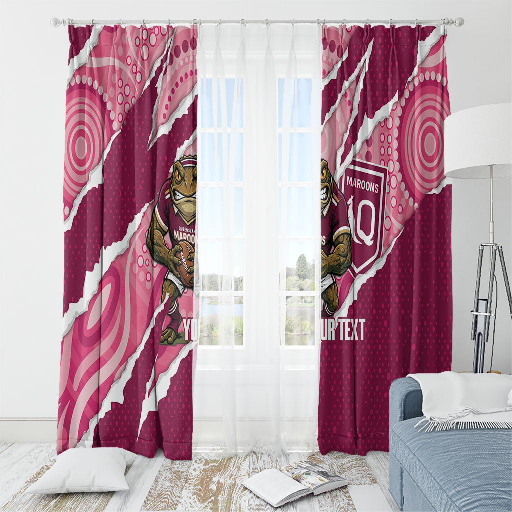 QLD Maroons Rugby Custom Window Curtain Go Cane Toads Sporty Aboriginal Art