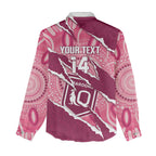 QLD Maroons Rugby Custom Women Casual Shirt Go Cane Toads Sporty Aboriginal Art