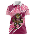 QLD Maroons Rugby Custom Women Polo Shirt Go Cane Toads Sporty Aboriginal Art