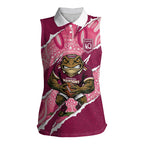 QLD Maroons Rugby Custom Women Sleeveless Polo Shirt Go Cane Toads Sporty Aboriginal Art