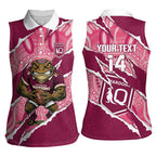 QLD Maroons Rugby Custom Women Sleeveless Polo Shirt Go Cane Toads Sporty Aboriginal Art