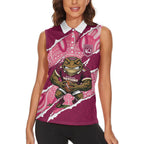 QLD Maroons Rugby Custom Women Sleeveless Polo Shirt Go Cane Toads Sporty Aboriginal Art