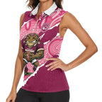 QLD Maroons Rugby Custom Women Sleeveless Polo Shirt Go Cane Toads Sporty Aboriginal Art
