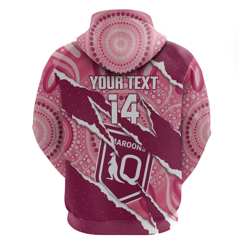 QLD Maroons Rugby Custom Zip Hoodie Go Cane Toads Sporty Aboriginal Art
